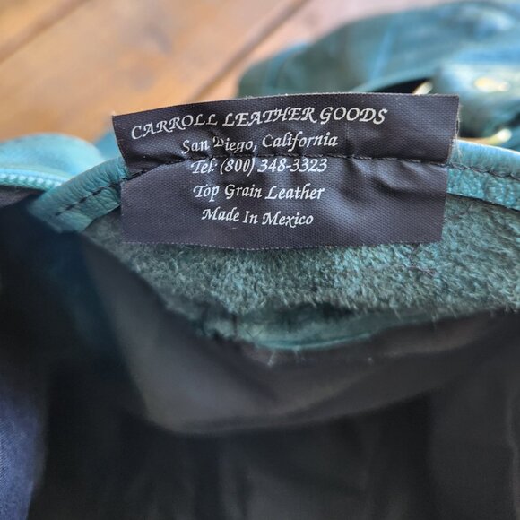 Carroll Goods Top Grain Leather Soft green large Duffle Bag Zip Shoulder strap - Picture 16 of 16